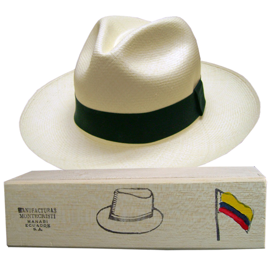 Panama Hat Montecristi (11-12) + Raft Wood Hat Box Panama Hat Montecristi (11-12) + Raft Wood Hat Box
