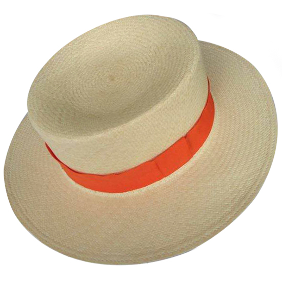 Panama Hat Boater - Orange Band Panama Hat Boater - Orange Band